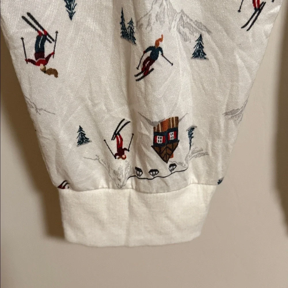 Women's White Ski Print Pajama Pants - Picture 6 of 7